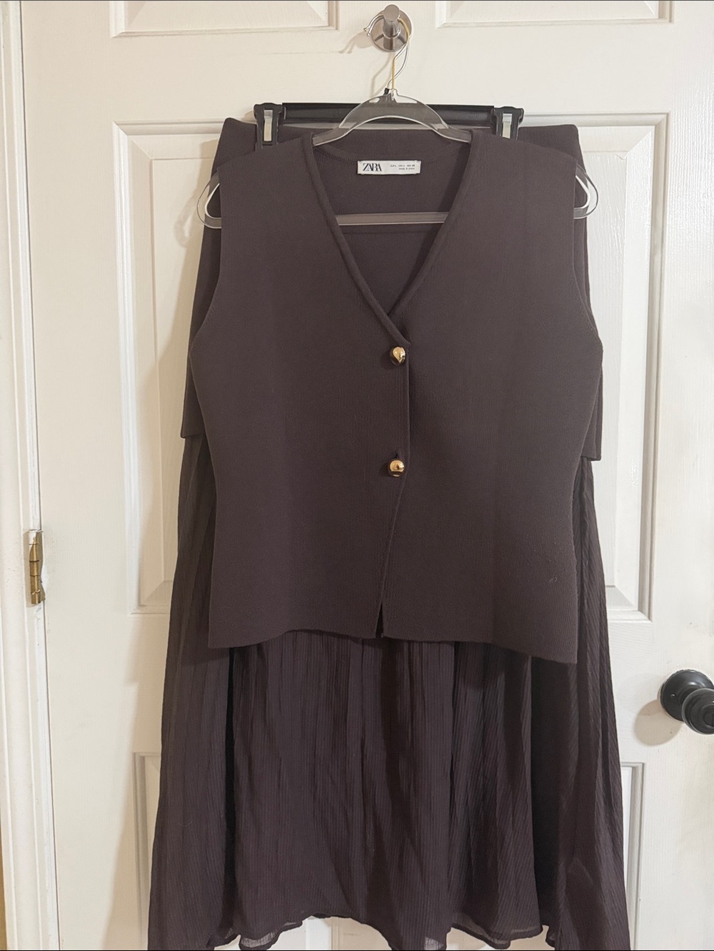Zara Dark Brown Layered Maxi Skirt and matching top